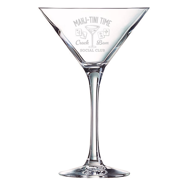 Mahj-Tini Time Crack Bam Social Club Etched Martini Glass