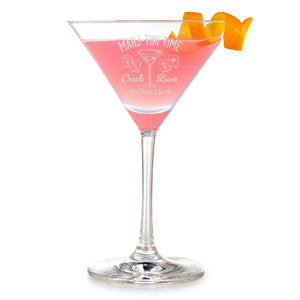 Mahj-Tini Time Crack Bam Social Club Etched Martini Glass