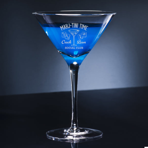 Mahj-Tini Time Crack Bam Social Club Etched Martini Glass