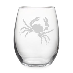 Crab Etched Stemless Wine Glass