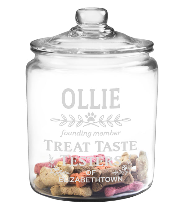 Founding Member Treat Taste Testers Etched Treat Jar with Glass Lid