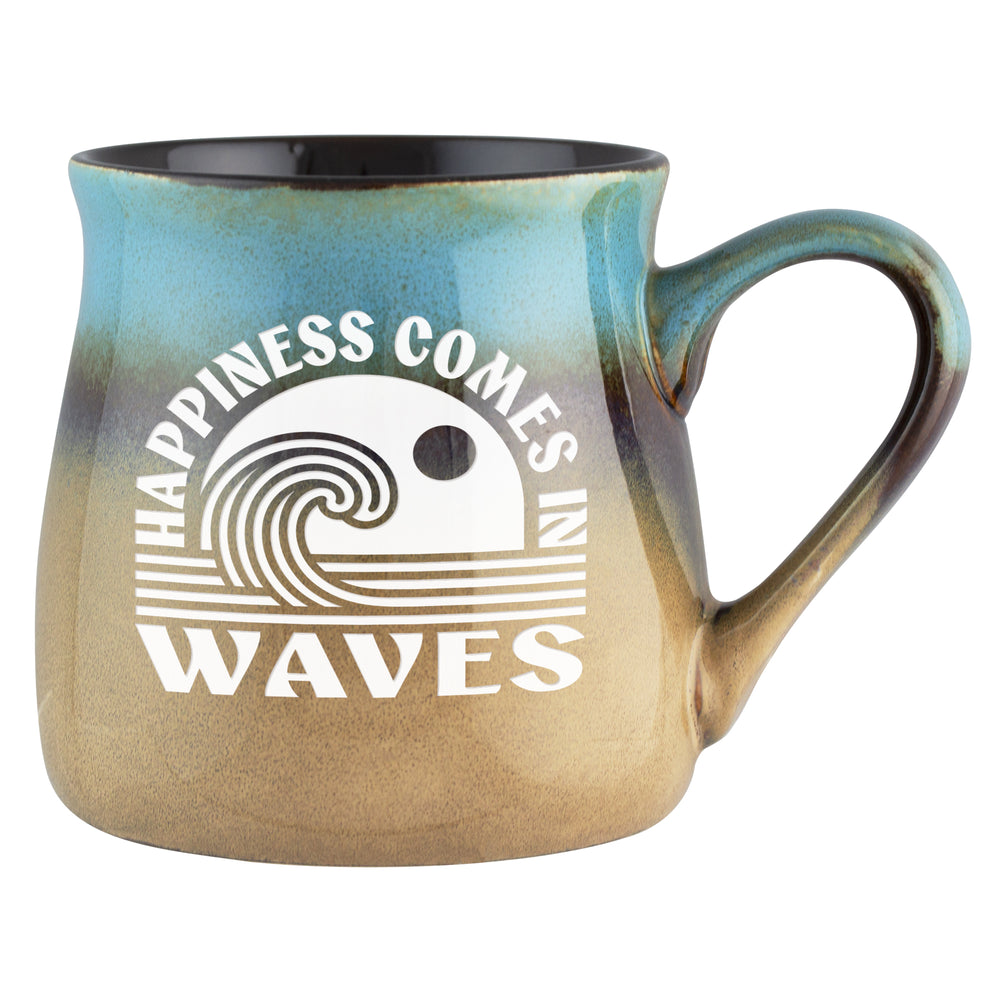 Happiness Comes in Waves Etched Ceramic Mug