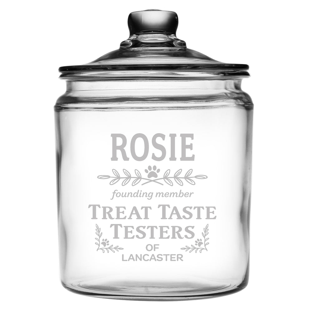 Founding Member Treat Taste Testers Etched Treat Jar with Glass Lid