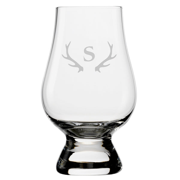 Antlers Monogram Glencairn Classic Scotch Whisky Glasses, Set of 4