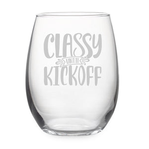 Funny Tailgate Etched Stemless Wine Glass