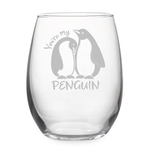 You're My Penguin Etched Stemless Wine Glass