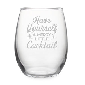 Drunk for Christmas Assorted Etched Stemless Wine Glasses, Set of 4