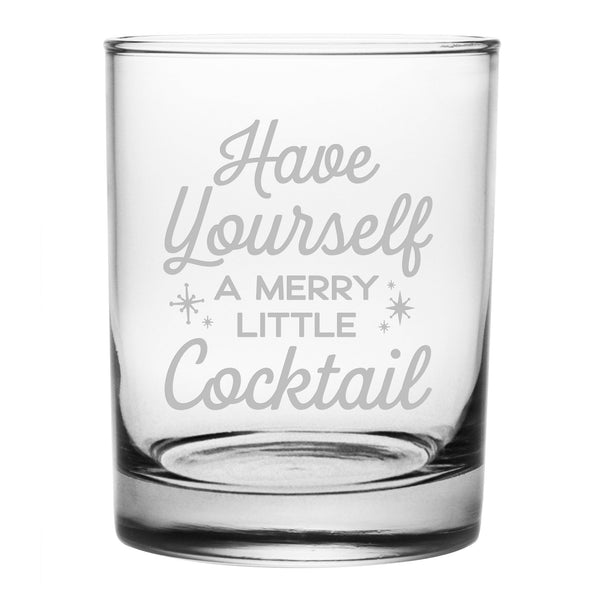 Drunk for Christmas Assorted Etched Rocks Glass Set