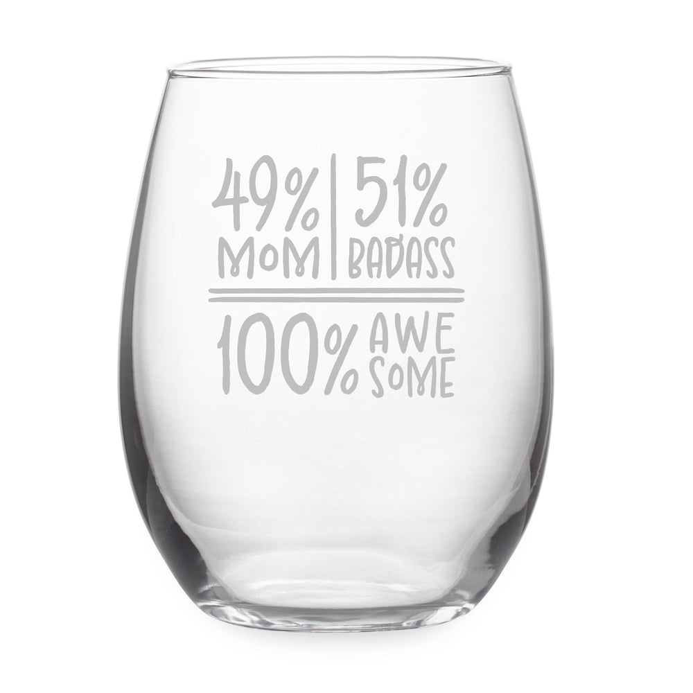 100 Percent Awesome Etched Stemless Wine Glass