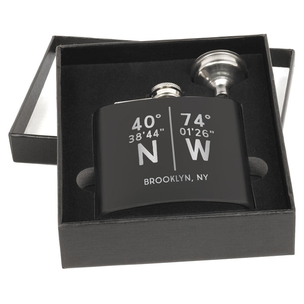 Parallel Lat Long Matte Black Flask Set