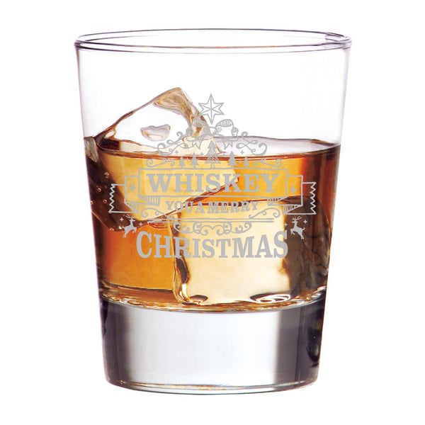 Whiskey You a Merry Christmas Etched Rocks Glass