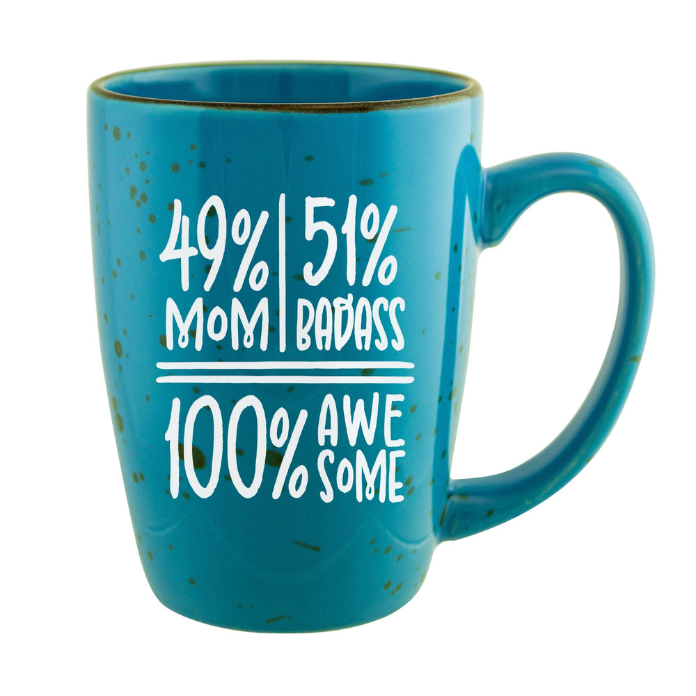 49 Percent Mom 51 Percent Badass 100% Awesome Etched Ceramic Mug