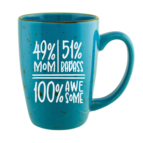 49 Percent Mom 51 Percent Badass 100% Awesome Etched Ceramic Mug