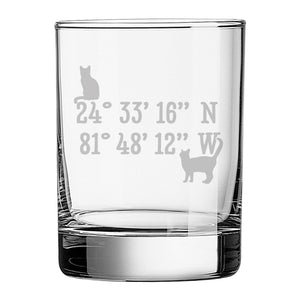 Cat-itude & Lounge-itude Etched Rocks Glass