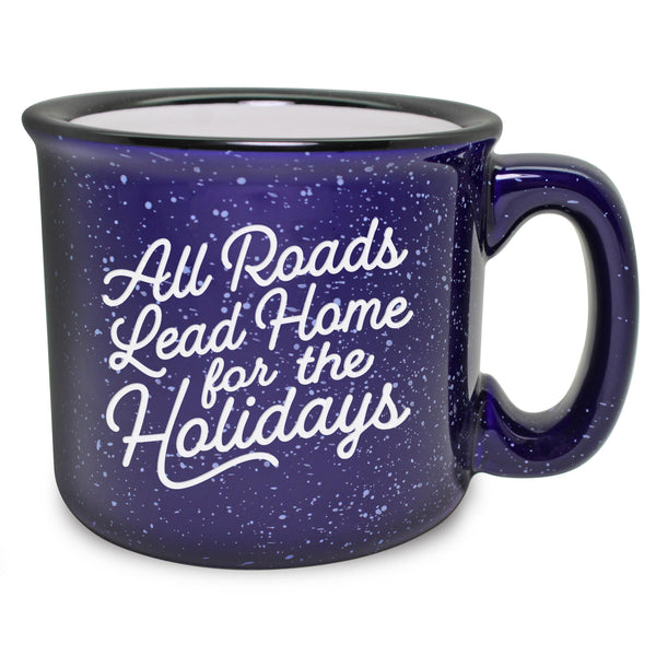 All Roads Lead Home for the Holidays Sand Etched Ceramic Camp Mug
