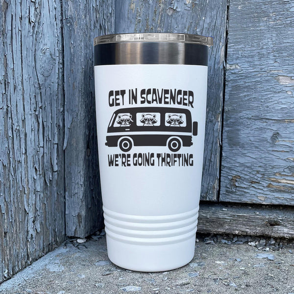 Get in Scavenger, We're Going Thrifting (Van Load of Raccoons) Insulated Stainless Steel Tumbler