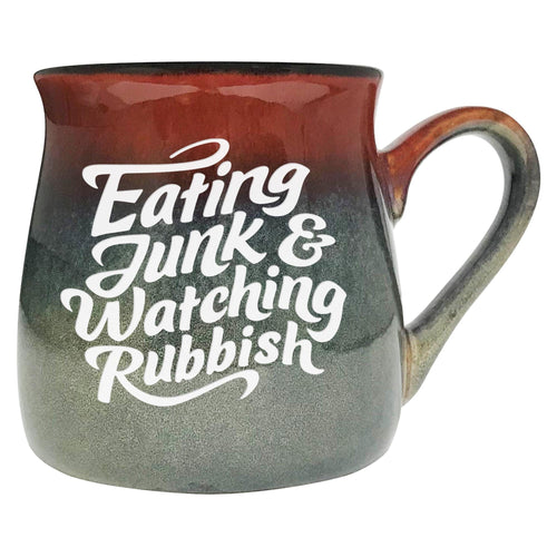 Eating Junk & Watching Rubbish Sand Etched Ceramic Mug